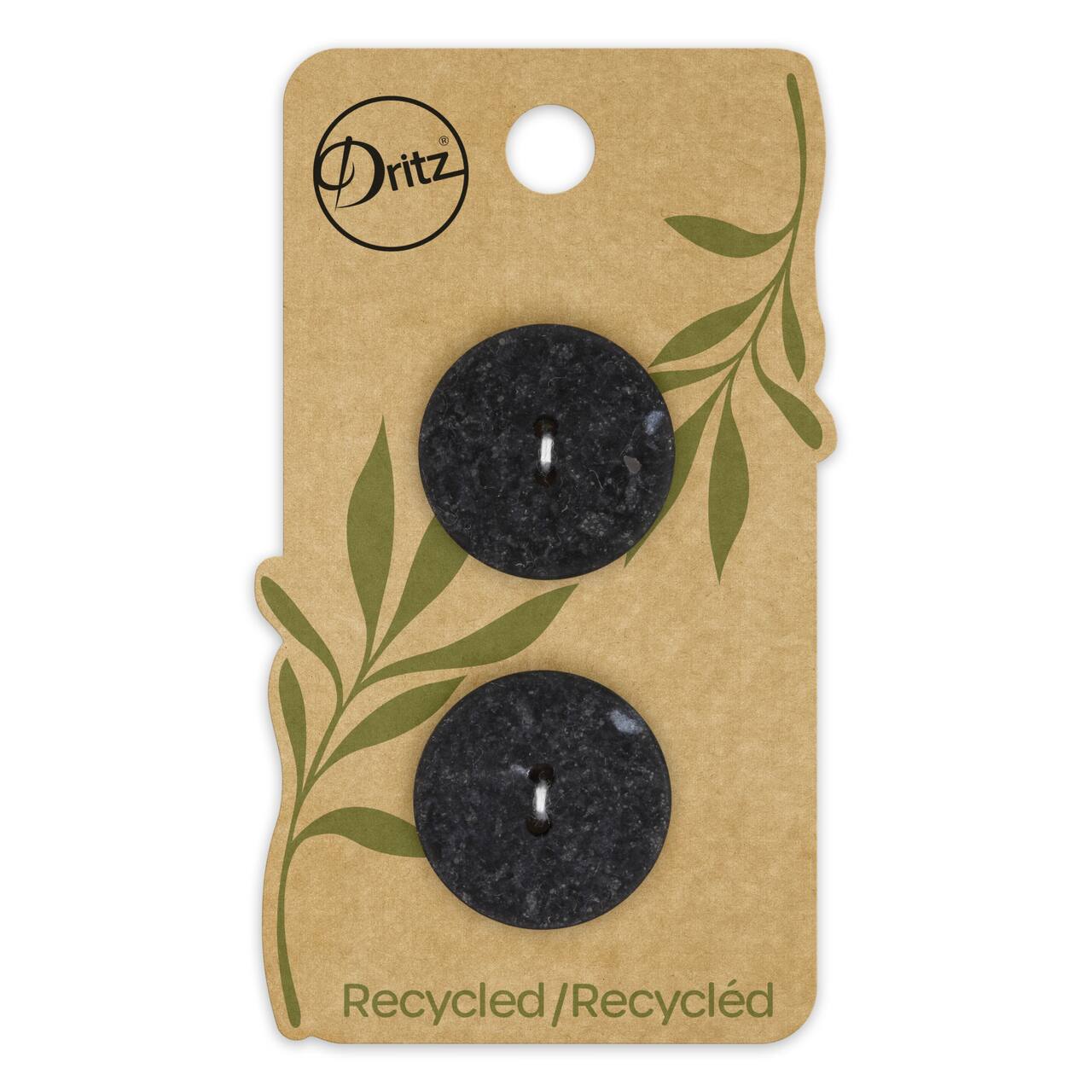 Dritz® 23mm Black Recycled Cotton Round Buttons, 6ct.